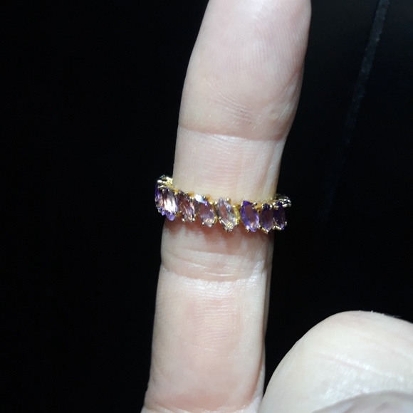 Natural Amethyst Marquis Band Ring G10 - Picture 2 of 2